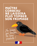 Vignette Image 4 : Le visuel de la campagne avec le texte "Maître corbeau ne laissera plus tomber son fromage. Ne laissez pas tomber les bons produits !".