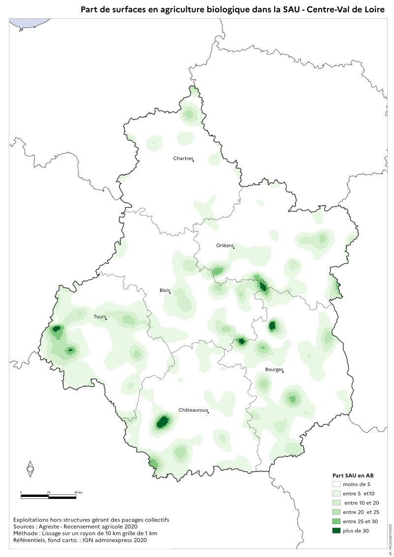 Image 5 : Part de surfaces en agriculture biologique dans la SAU - Centre-Val de Loire