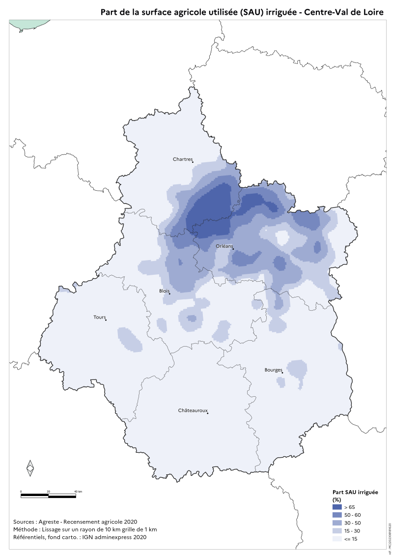 Image 6 : Part de la surface agricole utilisée (SAU) irriguée - Centre-Val de Loire