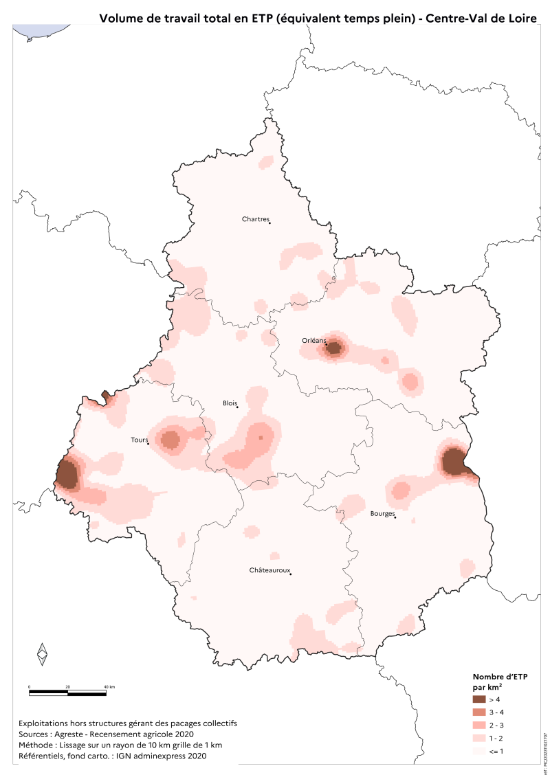 Image 13 : Volume de travail total en ETP (équivalent temps plein) - Centre-Val de Loire