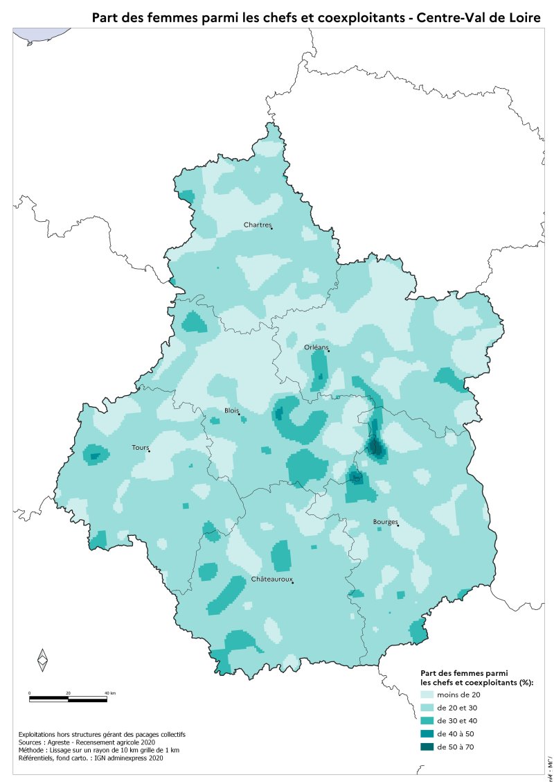 Image 15 : Part des femmes parmi les chefs et coexploitants - Centre-Val de Loire